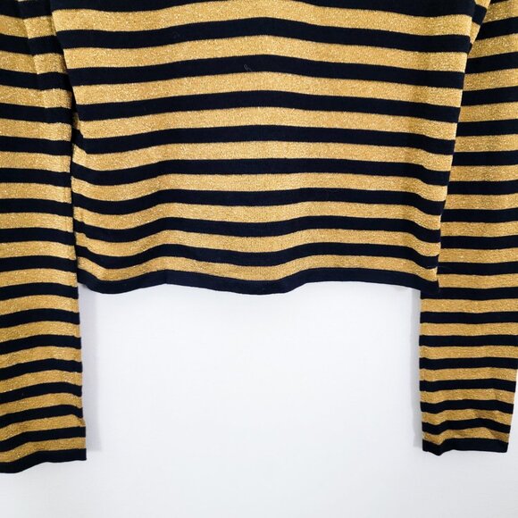 Saint Laurent Slim-Fit Striped Knitted Sweater in Yellow Lurex Medium - Picture 9 of 12